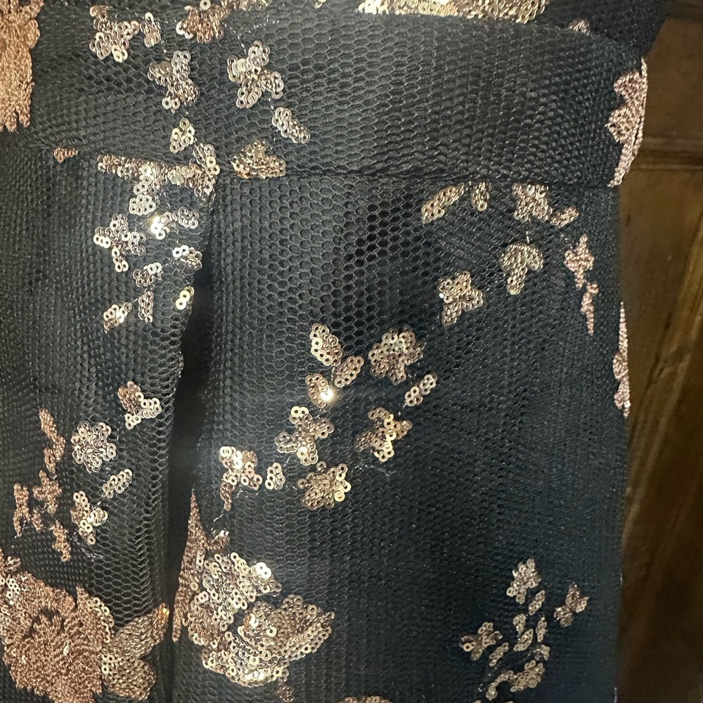 SIZE 2X Fashion Nova Elegant Black and Gold Floral Mini Dress