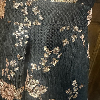 SIZE 2X Fashion Nova Elegant Black and Gold Floral Mini Dress