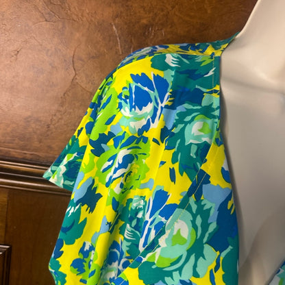 NWT SIZE M/L Christian Siriano Vibrant Floral Swim Coverup - Blue and Yellow