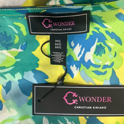 NWT SIZE M/L Christian Siriano Vibrant Floral Swim Coverup - Blue and Yellow