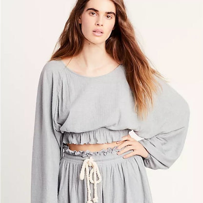 SIZE XS WILL FIT UP TO AN XL Chic Gray Women's Blouse