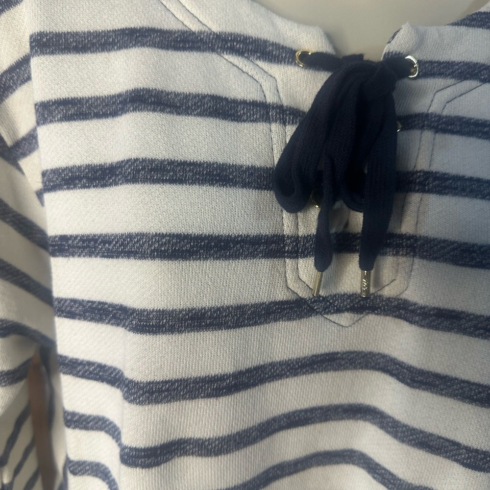 SIZE L Jones New York Striped Navy and White Hoodie
