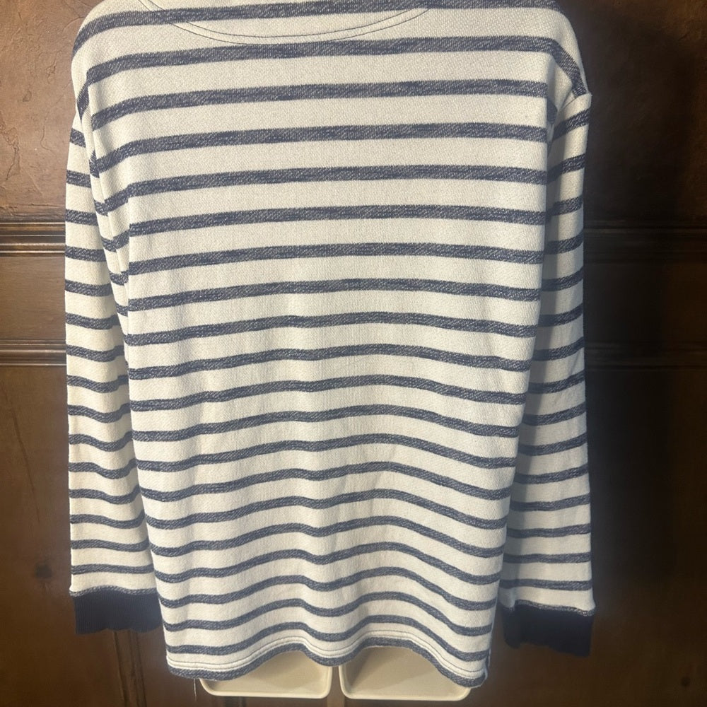 SIZE L Jones New York Striped Navy and White Hoodie