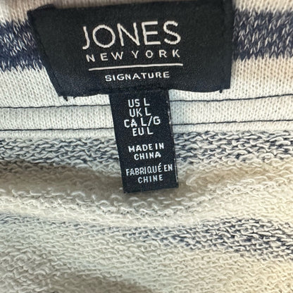 SIZE L Jones New York Striped Navy and White Hoodie