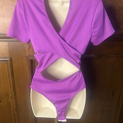 NWT SIZE XL Lush Radiant Purple Short Sleeve Bodysuit