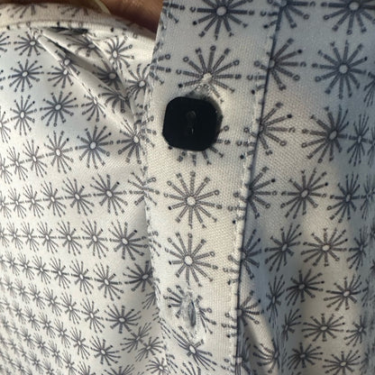 NWT SIZE XL QED London Gray  and White Checkered Polo Shirt