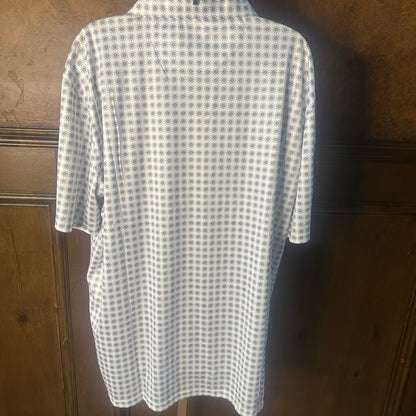 NWT SIZE XL QED London Gray  and White Checkered Polo Shirt