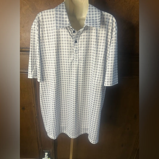 NWT SIZE XL QED London Gray  and White Checkered Polo Shirt