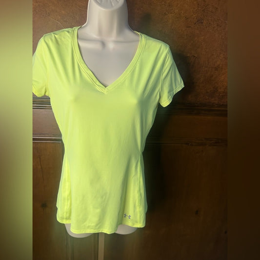 SIZE S/P Under Armour Women's Neon Yellow V-Neck Tee