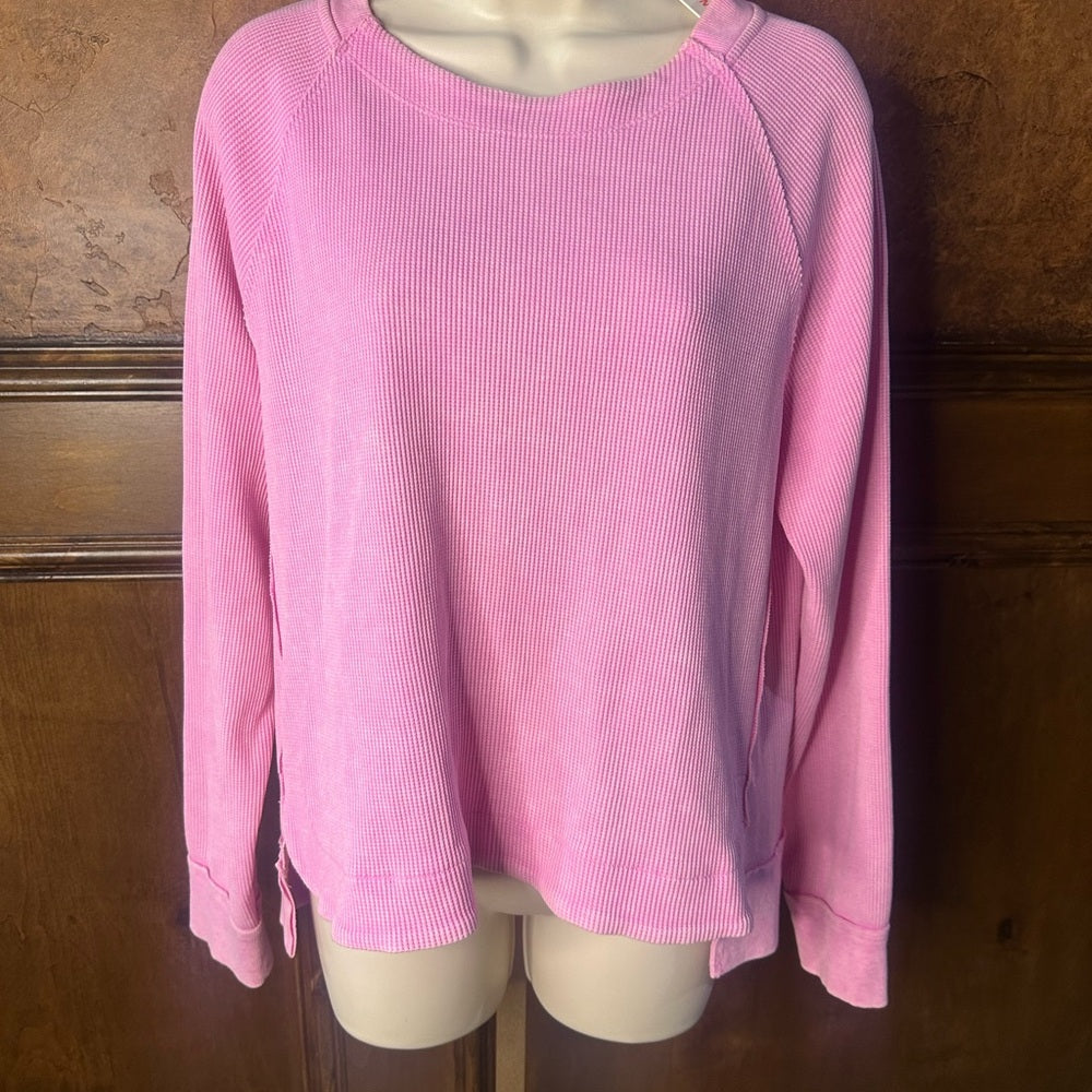 NWT SIZE L Sundry Vibrant Pink Crew Neck Sweater