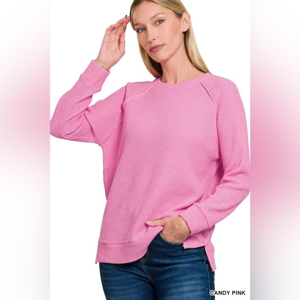 NWT SIZE L Sundry Vibrant Pink Crew Neck Sweater