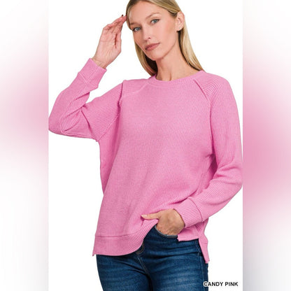 NWT SIZE L Sundry Vibrant Pink Crew Neck Sweater