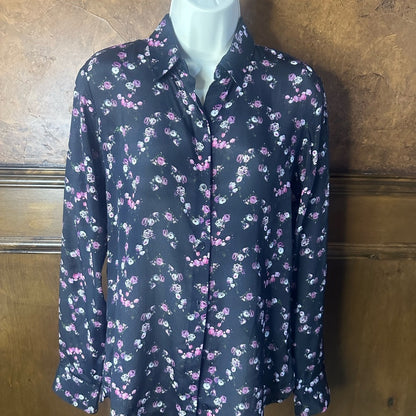 NWT SIZE 1/US 4 The Kooples Dark Floral Button Down Shirt