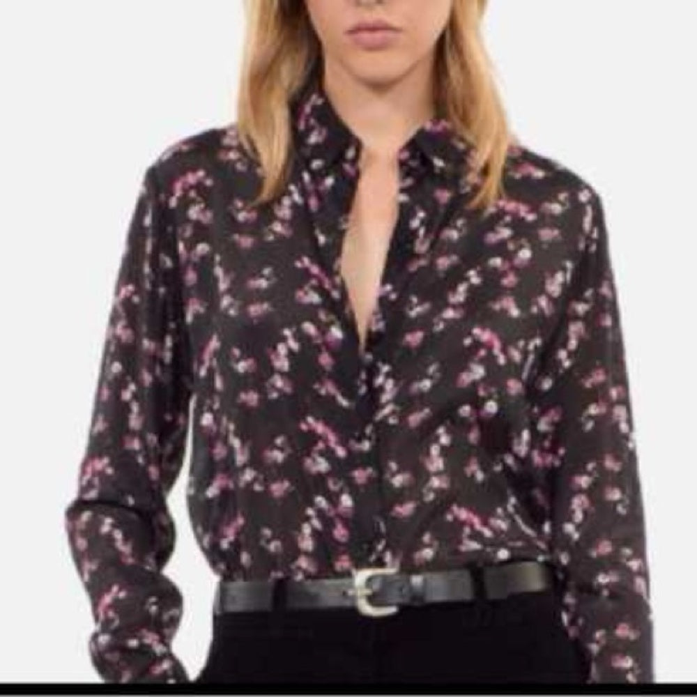 NWT SIZE 1/US 4 The Kooples Dark Floral Button Down Shirt