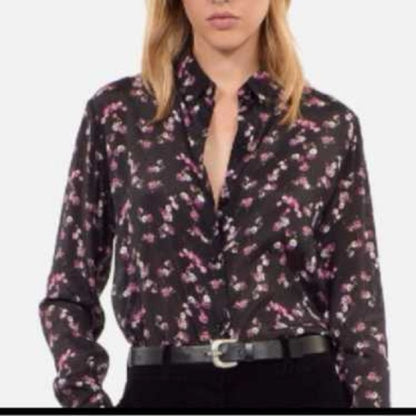 NWT SIZE 1/US 4 The Kooples Dark Floral Button Down Shirt