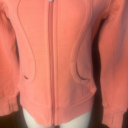 SIZE XS/S small spot on back lululemon athletica Vibrant Orange Hooded Jacket