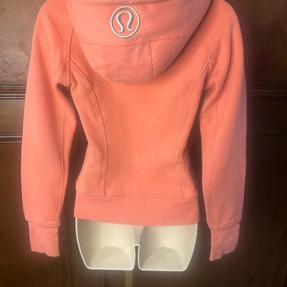 SIZE XS/S small spot on back lululemon athletica Vibrant Orange Hooded Jacket