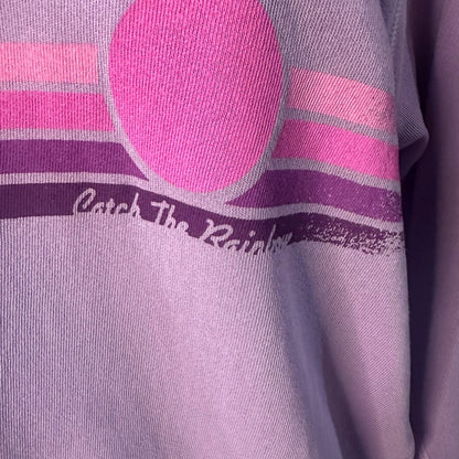 NWT SIZE 0/XS Sundry Lavender Crewneck Sweater with Pink Stripe