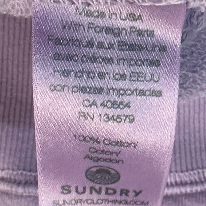 NWT SIZE 0/XS Sundry Lavender Crewneck Sweater with Pink Stripe