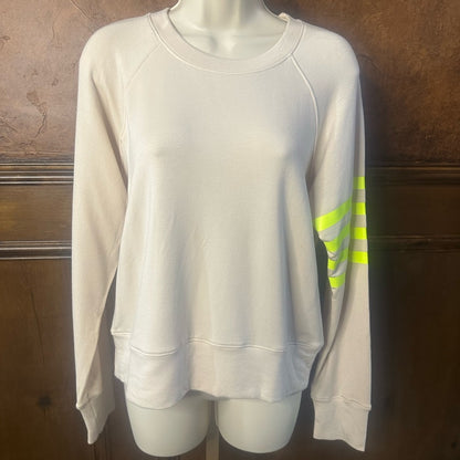 NWT SIZE 1/S Sundry Cream Sweater with Neon Yellow Stripes