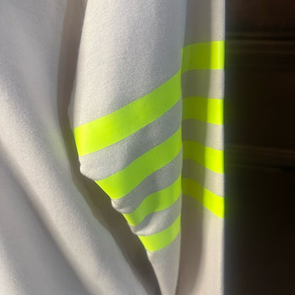 NWT SIZE 1/S Sundry Cream Sweater with Neon Yellow Stripes