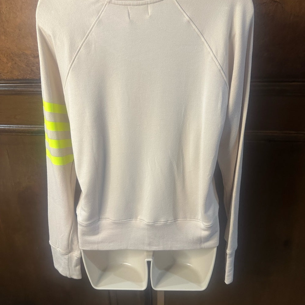 NWT SIZE 1/S Sundry Cream Sweater with Neon Yellow Stripes
