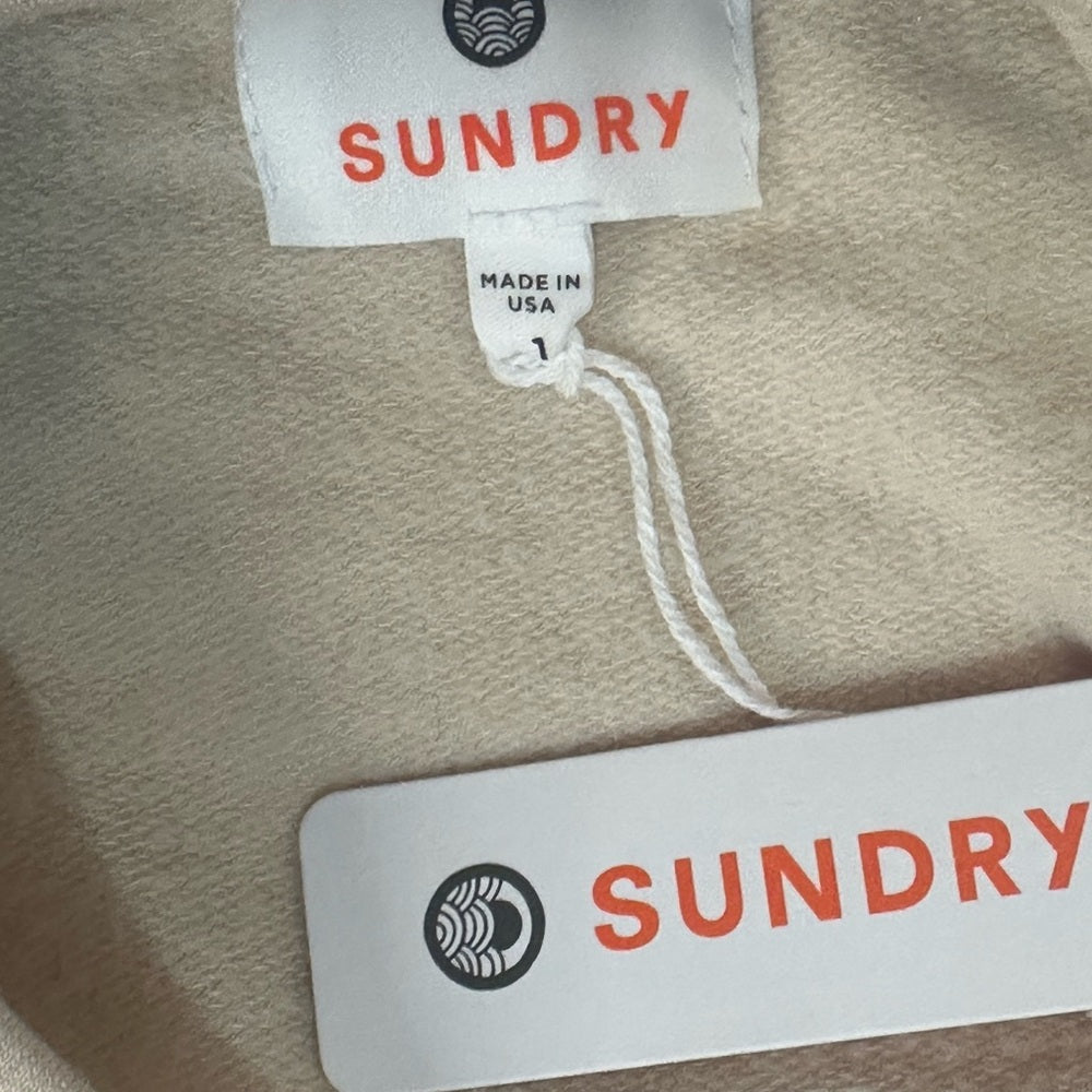 NWT SIZE 1/S Sundry Cream Sweater with Neon Yellow Stripes