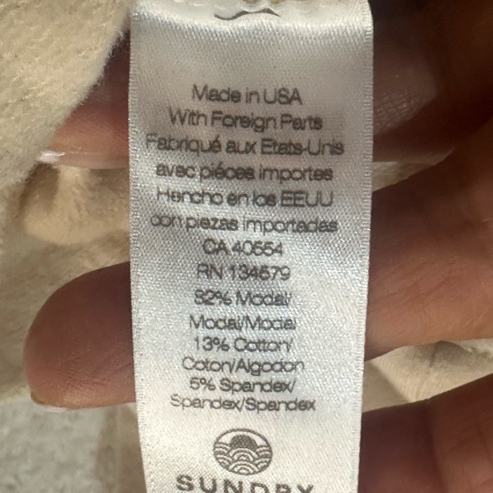 NWT SIZE 1/S Sundry Cream Sweater with Neon Yellow Stripes