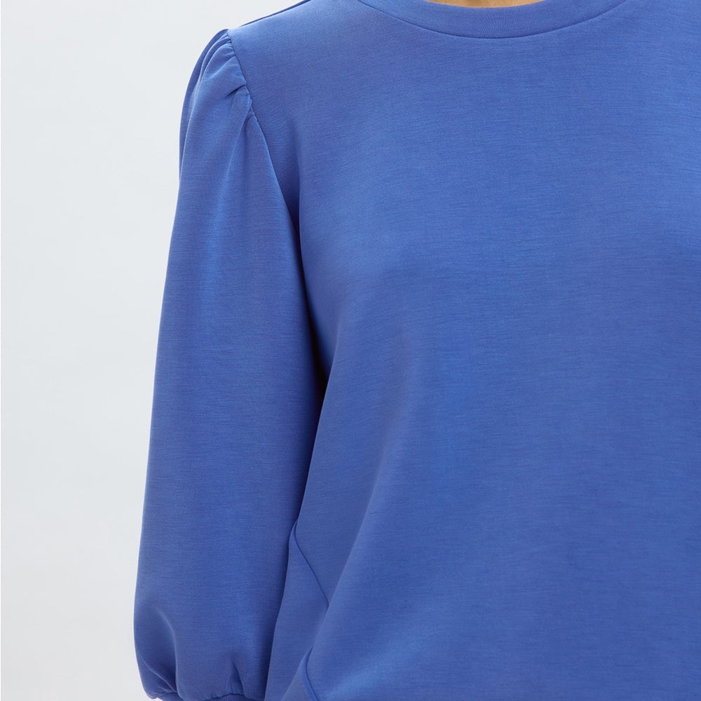 NWT SIZE 1/S Sundry Cobalt Blue Blouse with Puff Sleeves