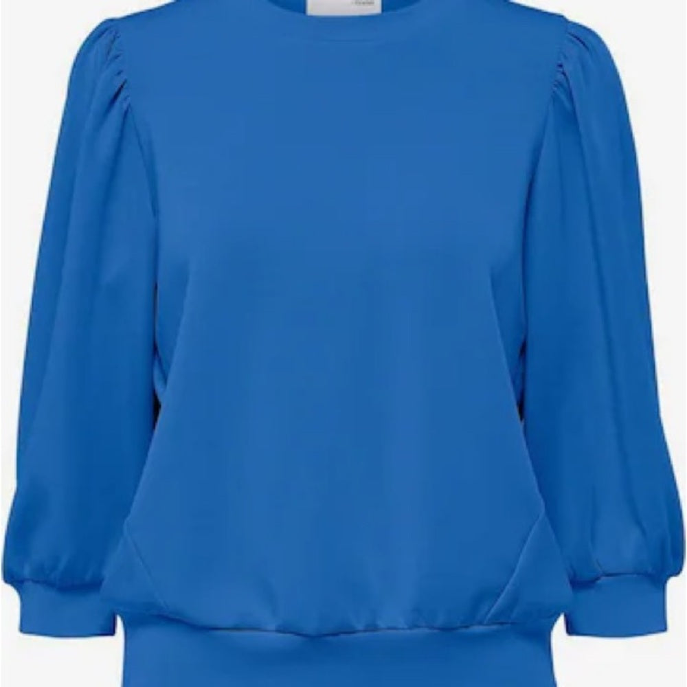 NWT SIZE 1/S Sundry Cobalt Blue Blouse with Puff Sleeves
