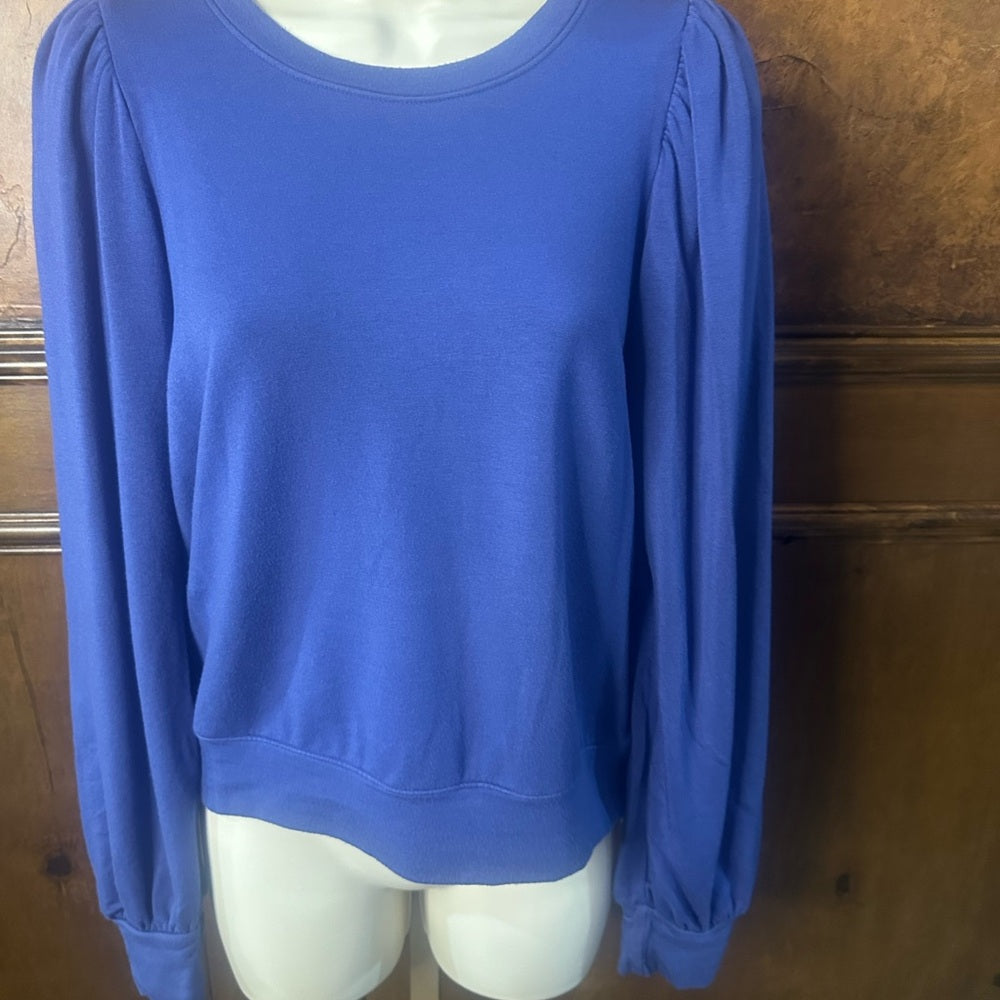NWT SIZE 1/S Sundry Cobalt Blue Blouse with Puff Sleeves