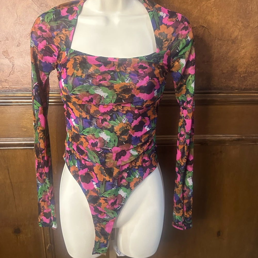 NWT SIZE XXS Misa Los Angeles Floral Bodysuit - Multicolor