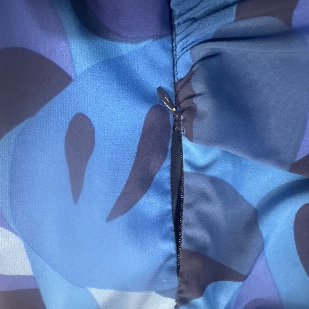 SIZE 12 Donna Morgan Blue and Black Patterned Long Sleeve Dress