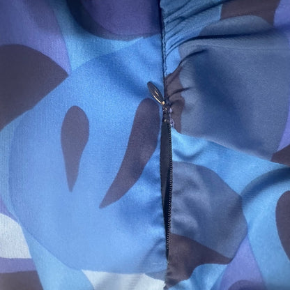 SIZE 12 Donna Morgan Blue and Black Patterned Long Sleeve Dress