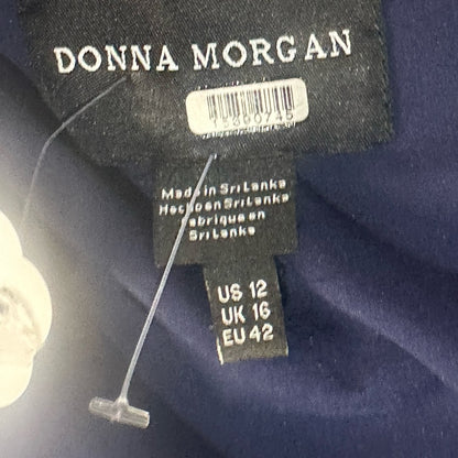 SIZE 12 Donna Morgan Blue and Black Patterned Long Sleeve Dress