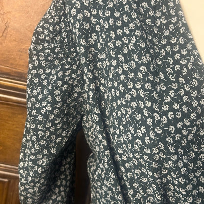 SIZE 34/Xs-S Elegant Green Patterned Midi Dress