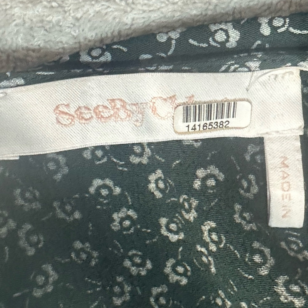 SIZE 34/Xs-S Elegant Green Patterned Midi Dress