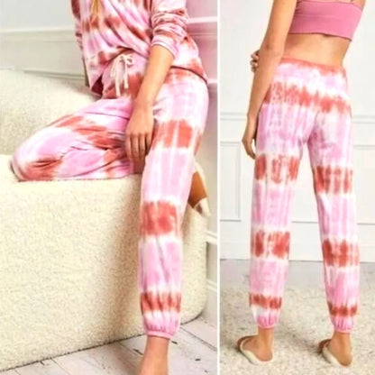 NWT SIZE 1/S Sundry Blush and Rust Tie-Dye Joggers