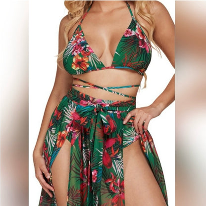 NWT SIZE M-L  L'ATISTE Tropical Floral Two-Piece Set