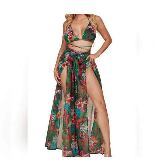 NWT SIZE M-L  L'ATISTE Tropical Floral Two-Piece Set