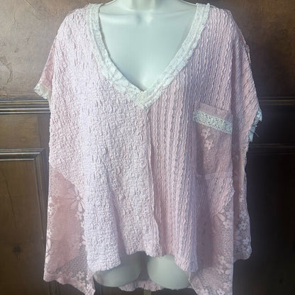 NWOT SIZE M POL Pink Lace Crop Top