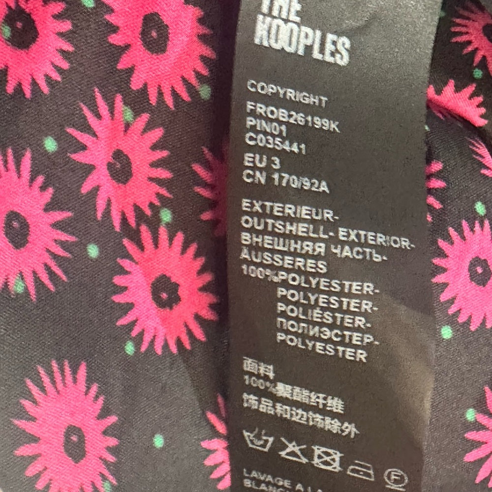 NWT SIZE 3/US 6 The Kooples Floral One-Shoulder Dress in Pink and Black