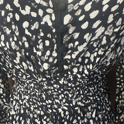 NWT SIZE 1/US 4 The Kooples Black and White Patterned Long Sleeve Dress