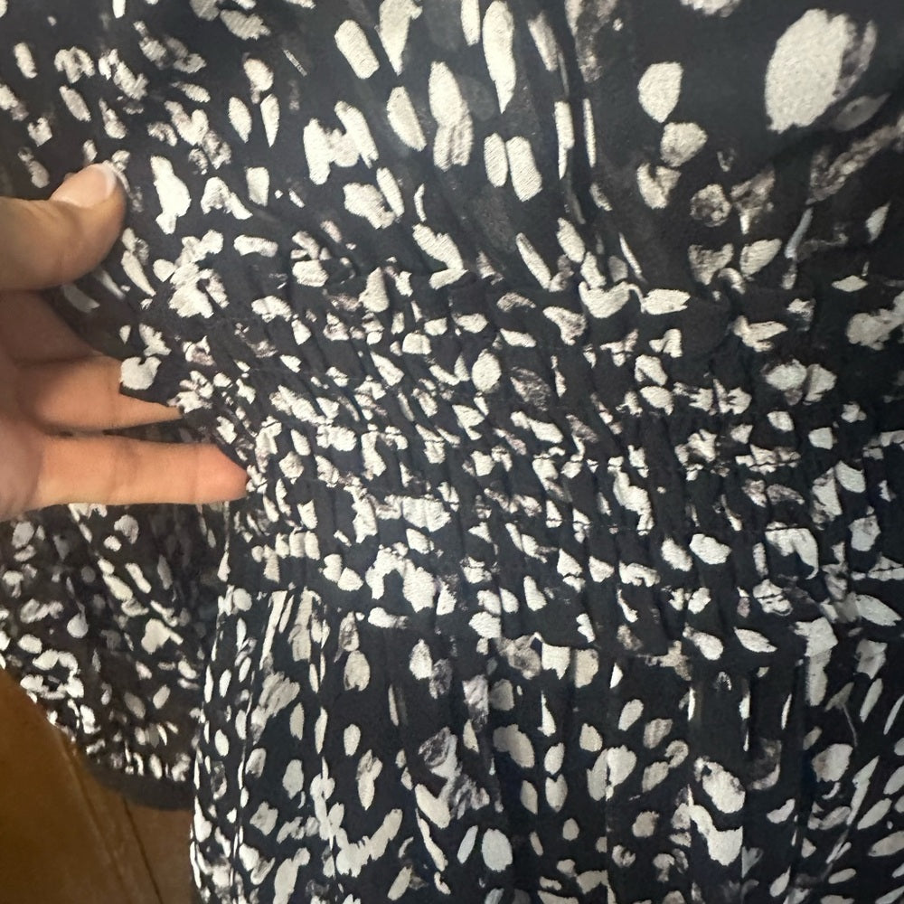 NWT SIZE 1/US 4 The Kooples Black and White Patterned Long Sleeve Dress