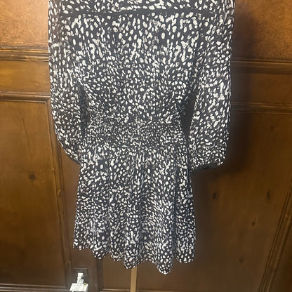 NWT SIZE 1/US 4 The Kooples Black and White Patterned Long Sleeve Dress