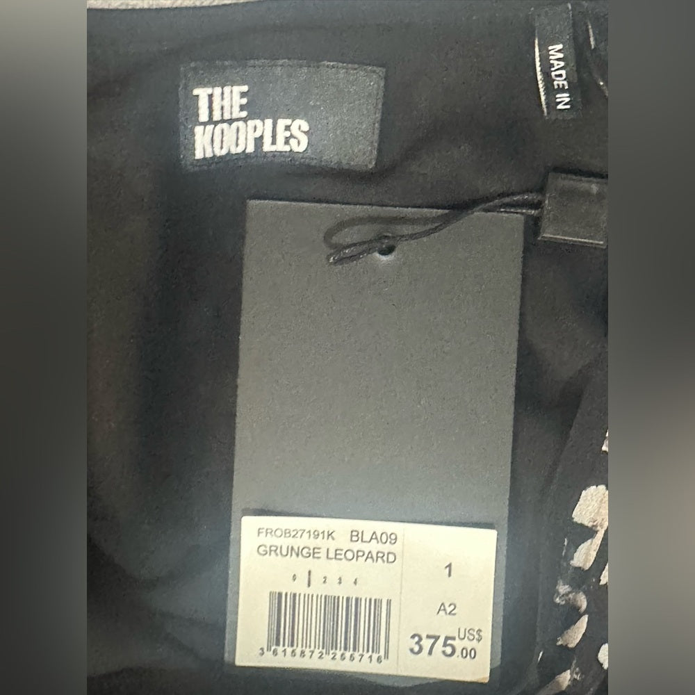 NWT SIZE 1/US 4 The Kooples Black and White Patterned Long Sleeve Dress