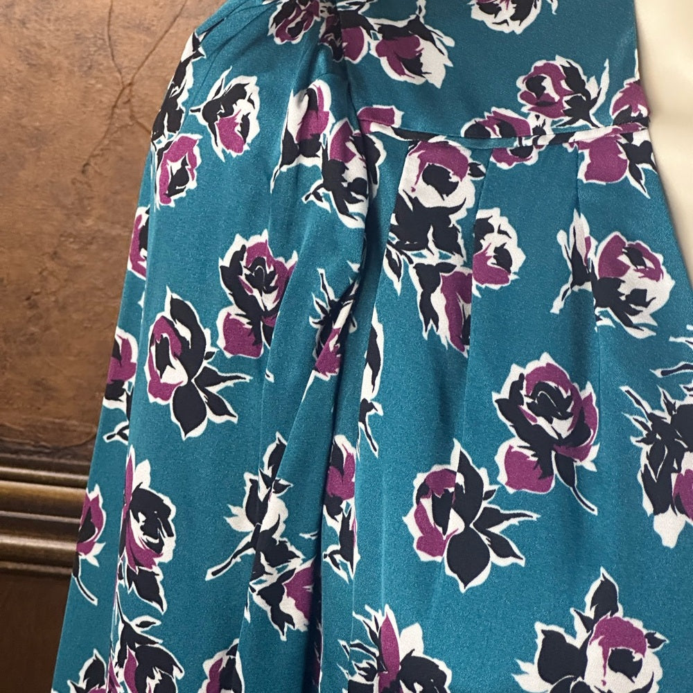 NWT SIZE 1/US 4 The Kooples Blue Floral Long Sleeve Dress