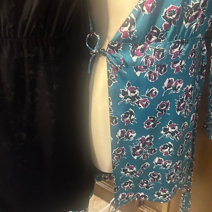 NWT SIZE 1/US 4 The Kooples Blue Floral Long Sleeve Dress