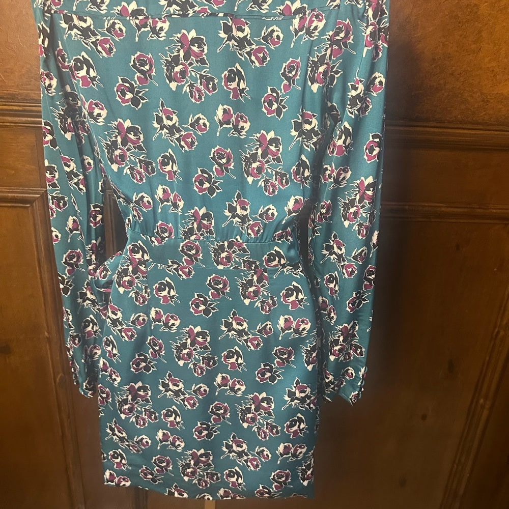 NWT SIZE 1/US 4 The Kooples Blue Floral Long Sleeve Dress