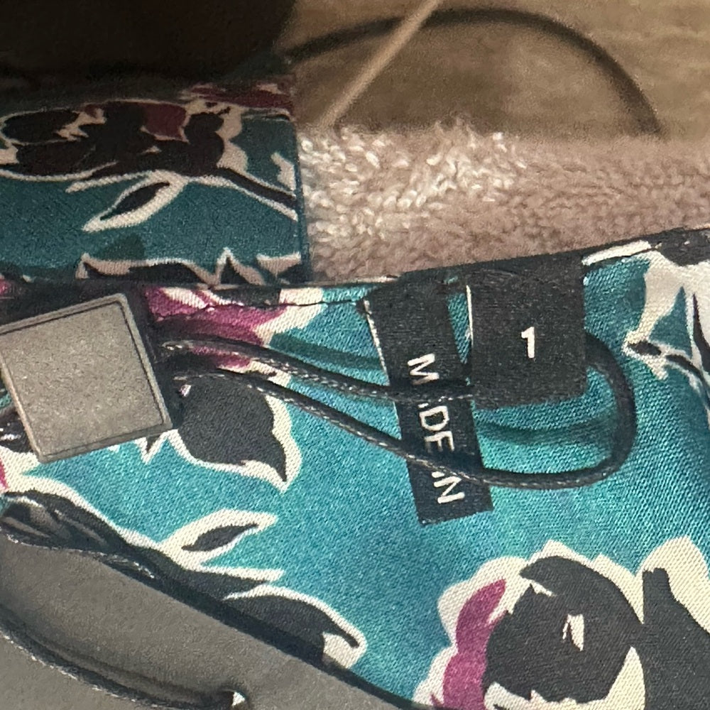 NWT SIZE 1/US 4 The Kooples Blue Floral Long Sleeve Dress